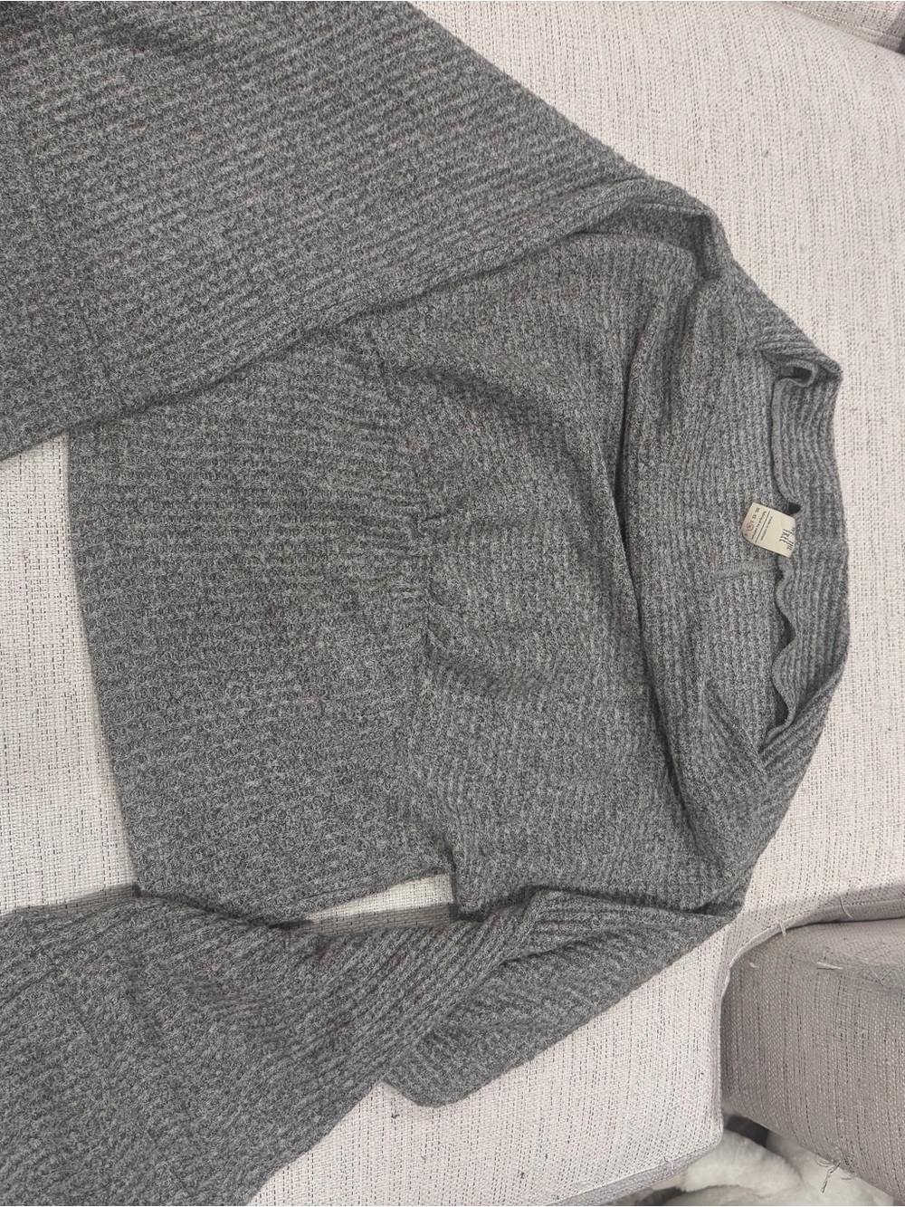We The Free Charcoal Gray Off-Shoulder Ribbed Sweater